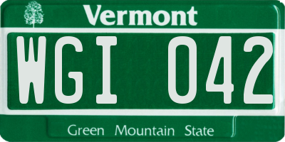 VT license plate WGI042