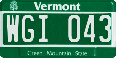 VT license plate WGI043