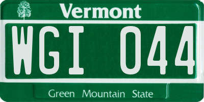 VT license plate WGI044