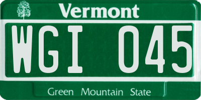 VT license plate WGI045