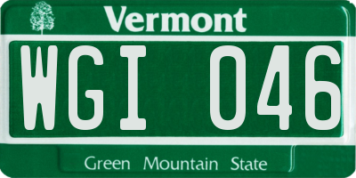 VT license plate WGI046