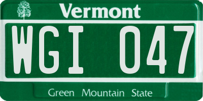 VT license plate WGI047