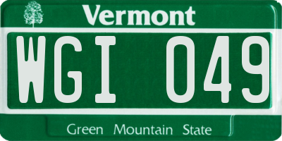 VT license plate WGI049