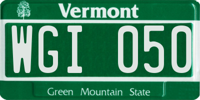 VT license plate WGI050