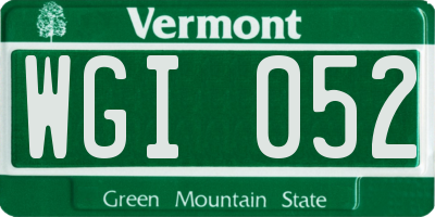 VT license plate WGI052