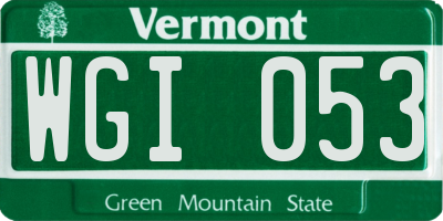 VT license plate WGI053