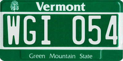 VT license plate WGI054