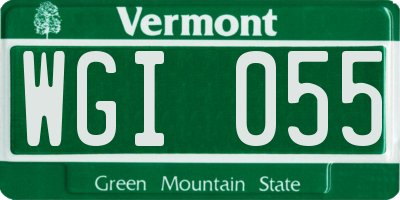 VT license plate WGI055