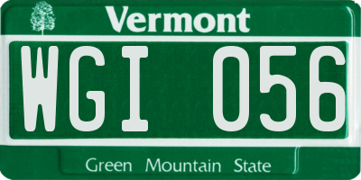 VT license plate WGI056