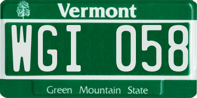 VT license plate WGI058