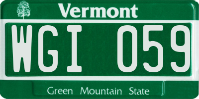 VT license plate WGI059