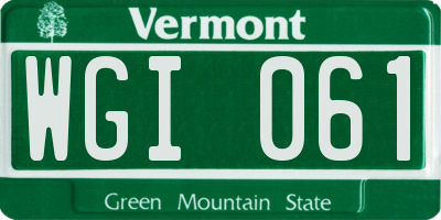 VT license plate WGI061