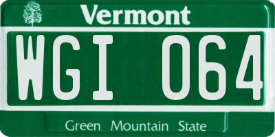 VT license plate WGI064