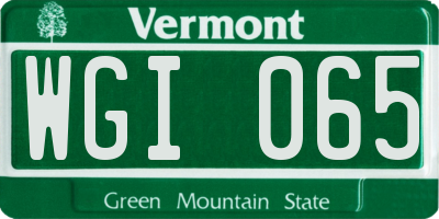 VT license plate WGI065
