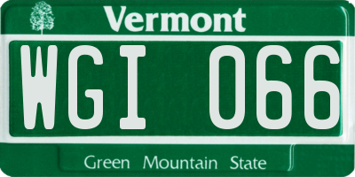 VT license plate WGI066