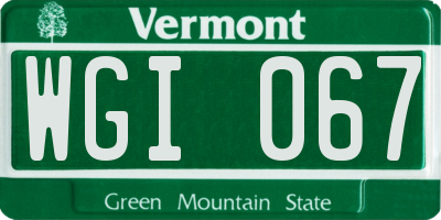 VT license plate WGI067