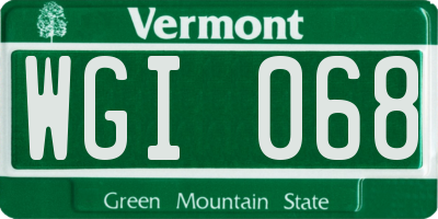VT license plate WGI068