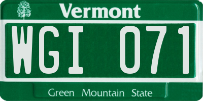 VT license plate WGI071