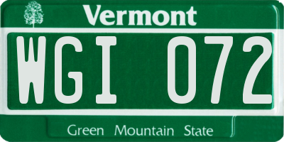VT license plate WGI072