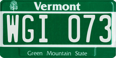 VT license plate WGI073