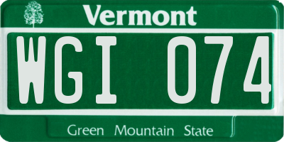 VT license plate WGI074