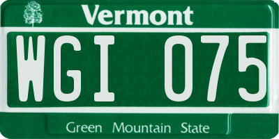 VT license plate WGI075