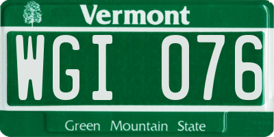 VT license plate WGI076