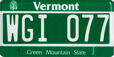 VT license plate WGI077