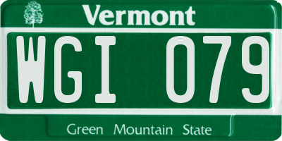 VT license plate WGI079