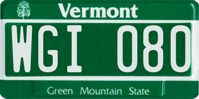 VT license plate WGI080
