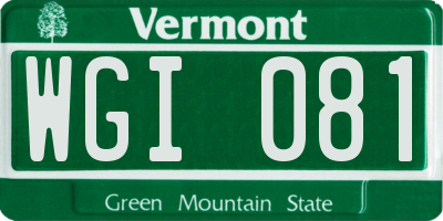 VT license plate WGI081
