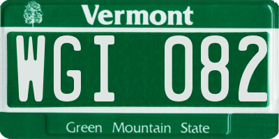 VT license plate WGI082