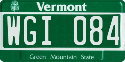 VT license plate WGI084