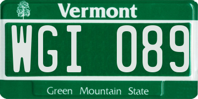 VT license plate WGI089