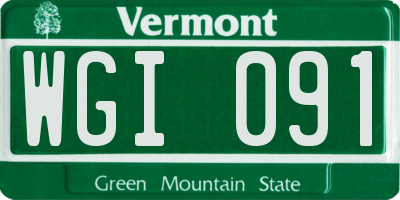 VT license plate WGI091