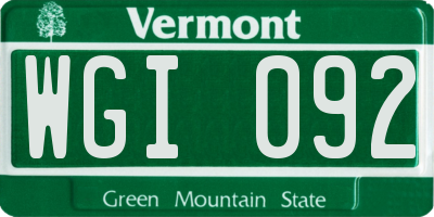 VT license plate WGI092