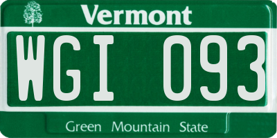 VT license plate WGI093