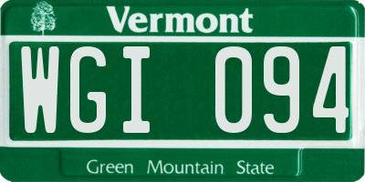 VT license plate WGI094