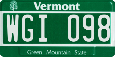 VT license plate WGI098