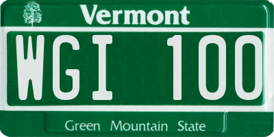 VT license plate WGI100