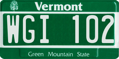 VT license plate WGI102