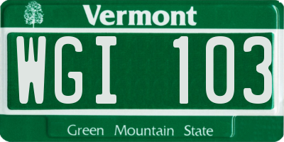VT license plate WGI103