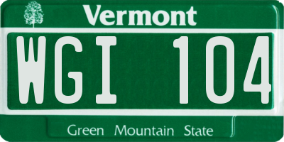 VT license plate WGI104