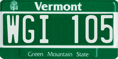 VT license plate WGI105