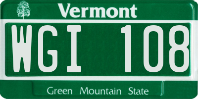 VT license plate WGI108