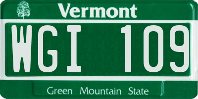 VT license plate WGI109