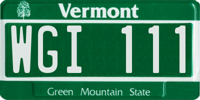 VT license plate WGI111