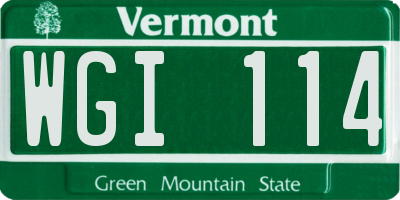 VT license plate WGI114