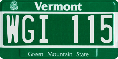 VT license plate WGI115