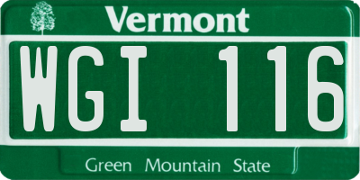 VT license plate WGI116
